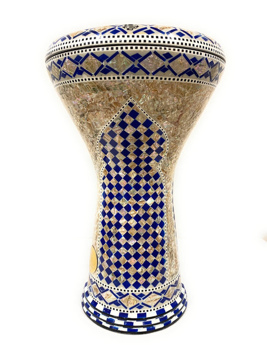 17" Gawharet El Fan Egyptian handmade Mother of pearl Darbuka Drum (Tabla Doumbek) Model: PCDW009 Azure Iwan