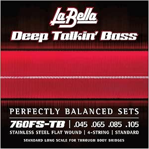 La Bella 760FS-TB Deep Talkin' Bass Stainless Steel Flat Wound- Standard Long Scale Through Body Bass Guitar String 45-105