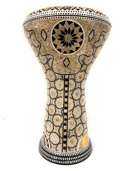 17" Gawharet El Fan Egyptian Handmade Mother of Pearl Darbuka Drum (Tabla Doumbek) Model: PCDW004 Desert Shamsa