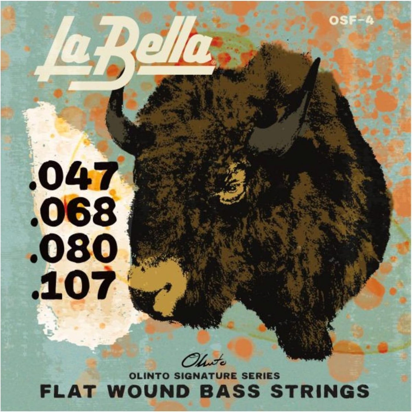 3 Sets of La Bella OSF4 Olinto Signature Flatwound Bass Guitar Strings - Standard 4-String 47-107