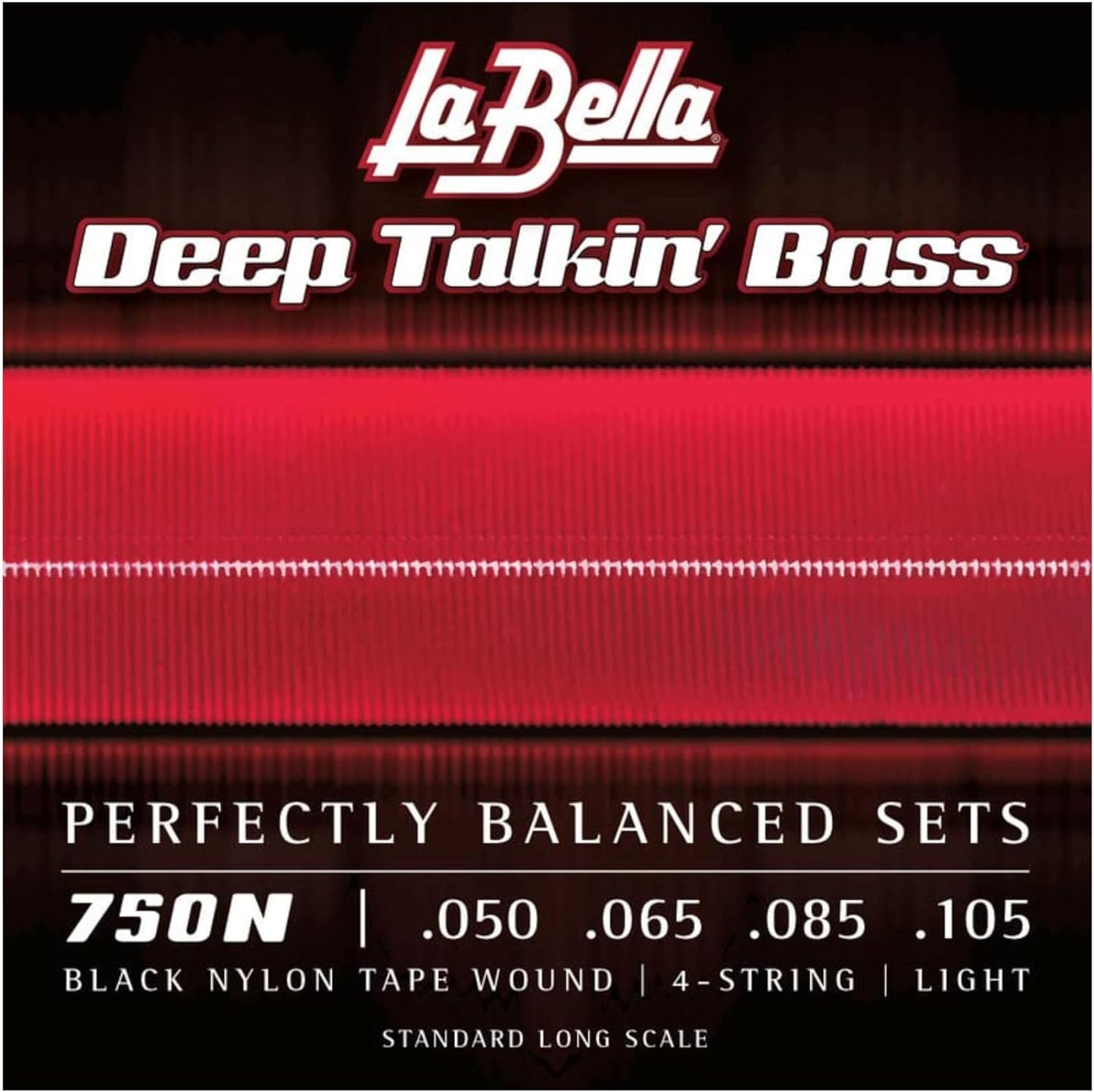 La Bella 750N Deep Talkin' Black Nylon Tape Wound Bass Guitar Strings - Light 50-105