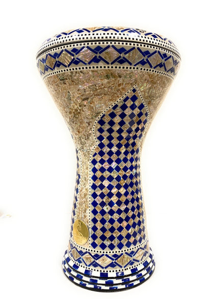 17" Gawharet El Fan Egyptian handmade Mother of pearl Darbuka Drum (Tabla Doumbek) Model: PCDW009 Azure Iwan