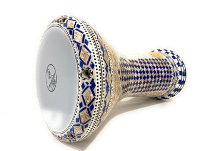 17" Gawharet El Fan Egyptian handmade Mother of pearl Darbuka Drum (Tabla Doumbek) Model: PCDW009 Azure Iwan