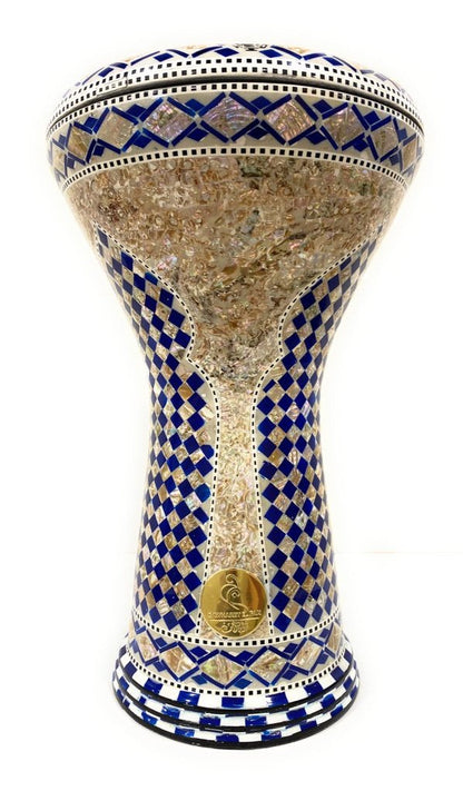 17" Gawharet El Fan Egyptian handmade Mother of pearl Darbuka Drum (Tabla Doumbek) Model: PCDW009 Azure Iwan
