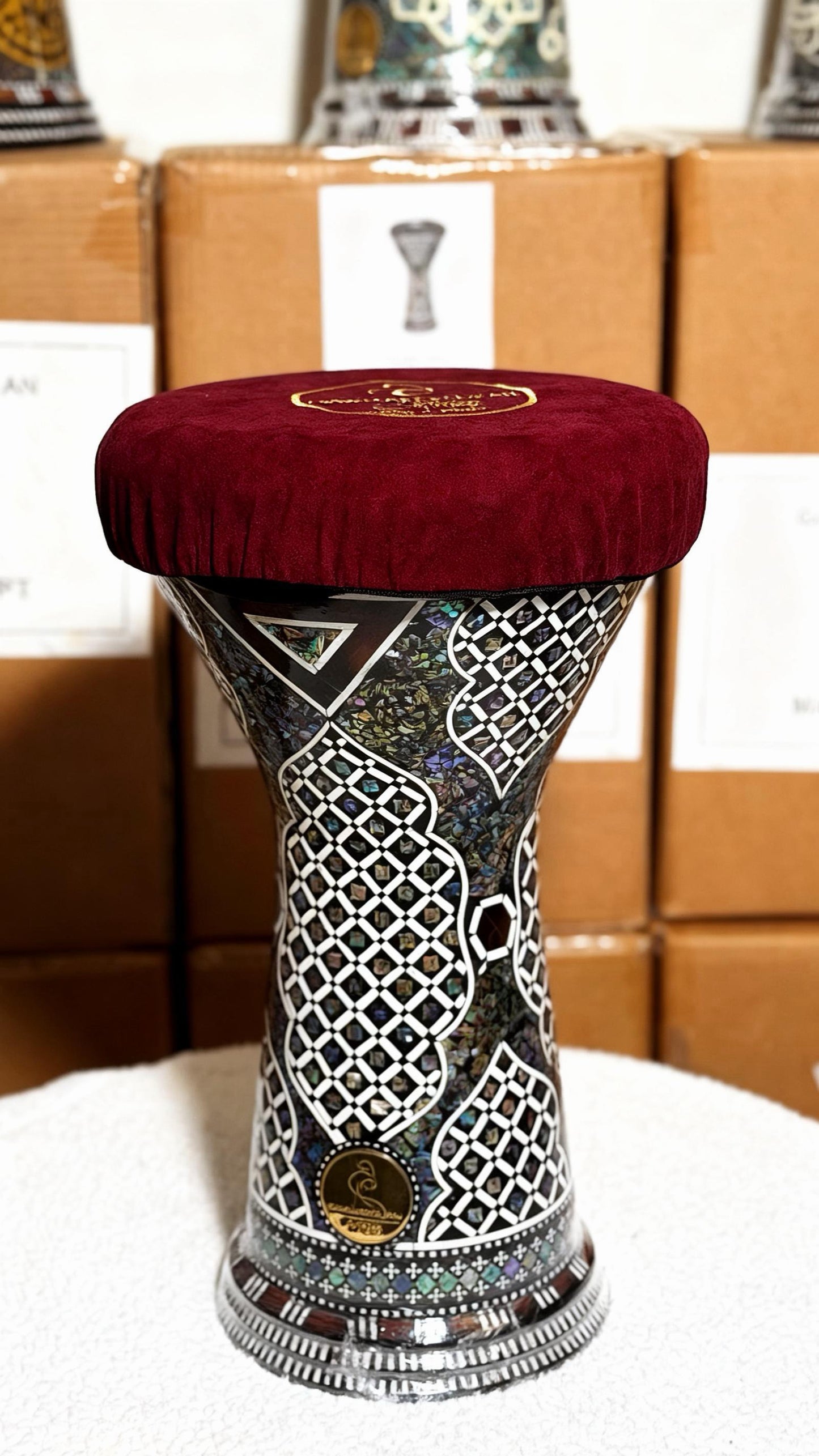 Gawharet El Fan 17" Blue Pearl Darbuka - Midnight Lattice