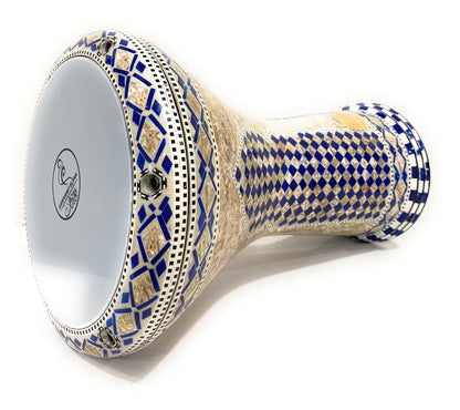 17" Gawharet El Fan Egyptian handmade Mother of pearl Darbuka Drum (Tabla Doumbek) Model: PCDW009 Azure Iwan