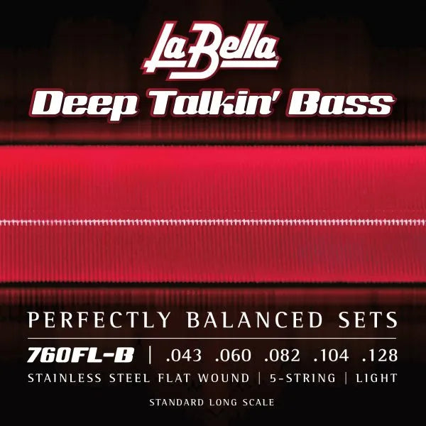 La Bella 760FL-B Deep Talkin' Bass Flatwound 5-string Bass Guitar Strings - .043-.128 Light