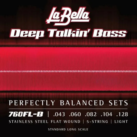 La Bella 760FL-B Deep Talkin' Bass Flatwound 5-string Bass Guitar Strings - .043-.128 Light