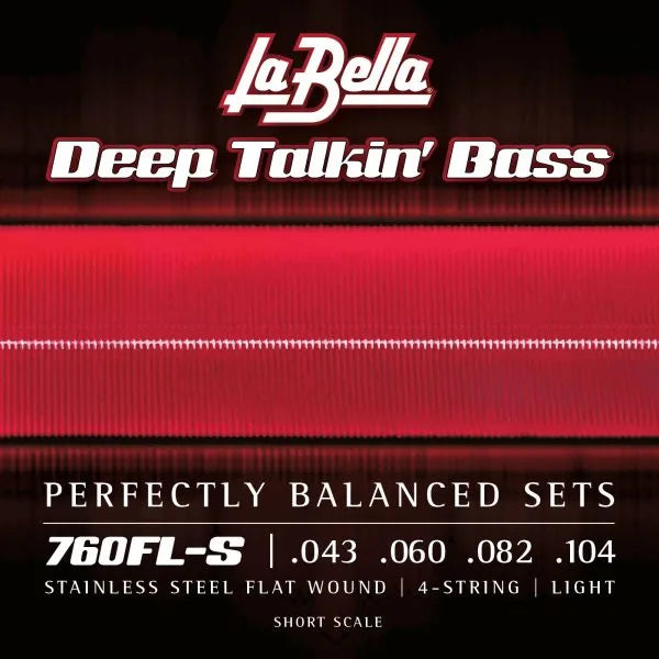 La Bella 760FL Deep Talkin' Bass Flatwound Bass Guitar Strings - .043-.104 Light, Short Scale