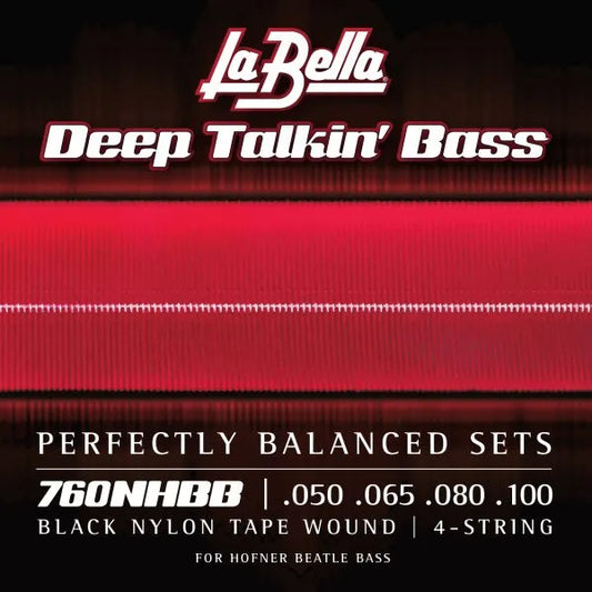 La Bella 760NHBB Deep Talkin' Beatle Bass Black Nylon Tapewound Bass Guitar Strings - .050-.100