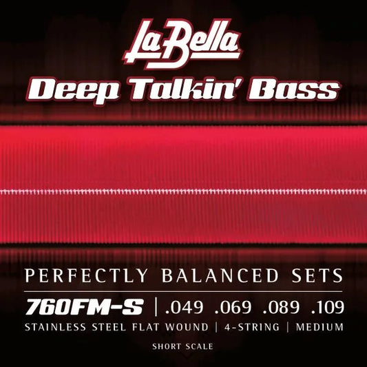 La Bella 760FM-S Deep Talkin' Bass Flatwound Bass Guitar Strings - .049-.109 Medium Short Scale