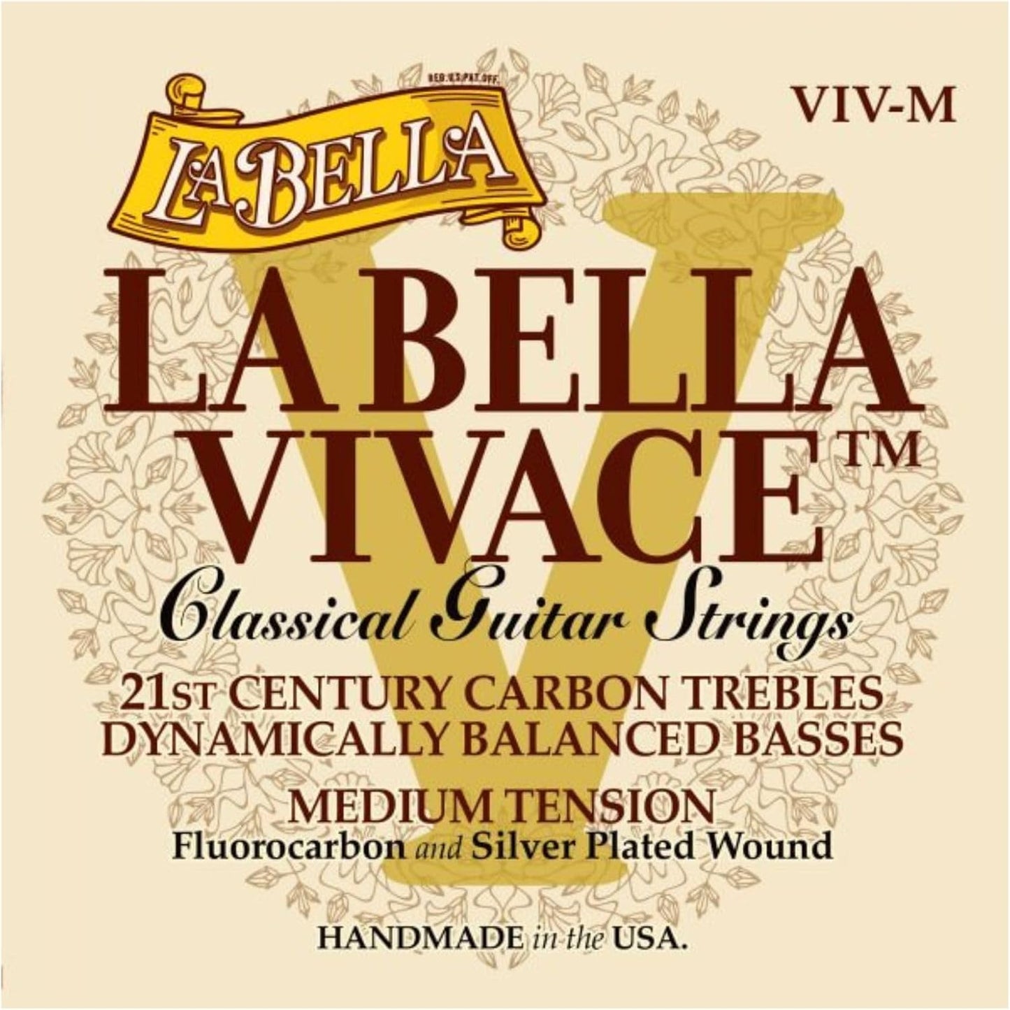 La Bella VIV-M Vivace Fluorcarbon Classical Guitar Strings - Medium Tension