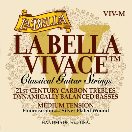 La Bella VIV-M Vivace Fluorcarbon Classical Guitar Strings - Medium Tension