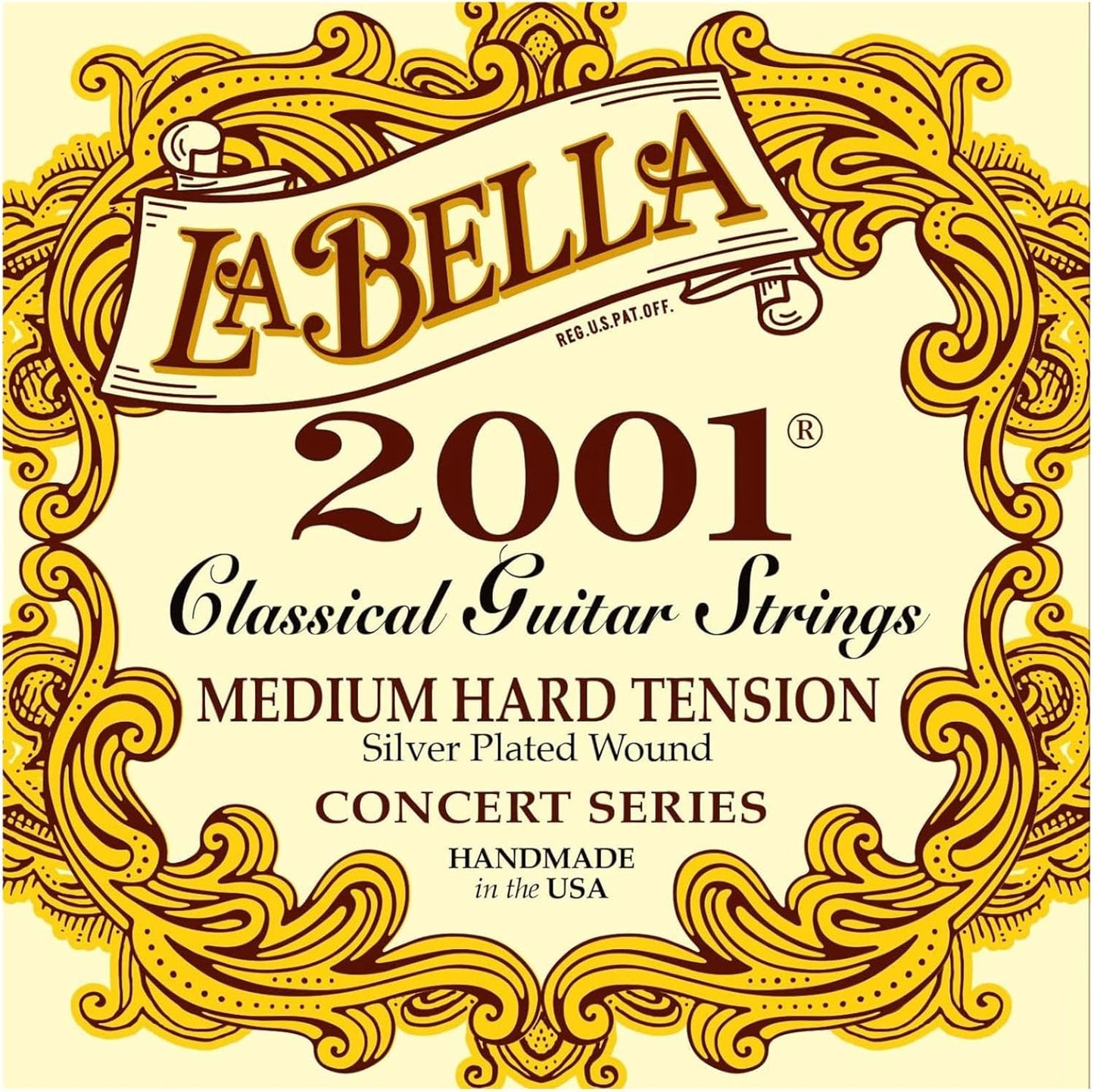La Bella 2001 Medium Hard Tension Silver-Plated wound Classical Guitar Strings