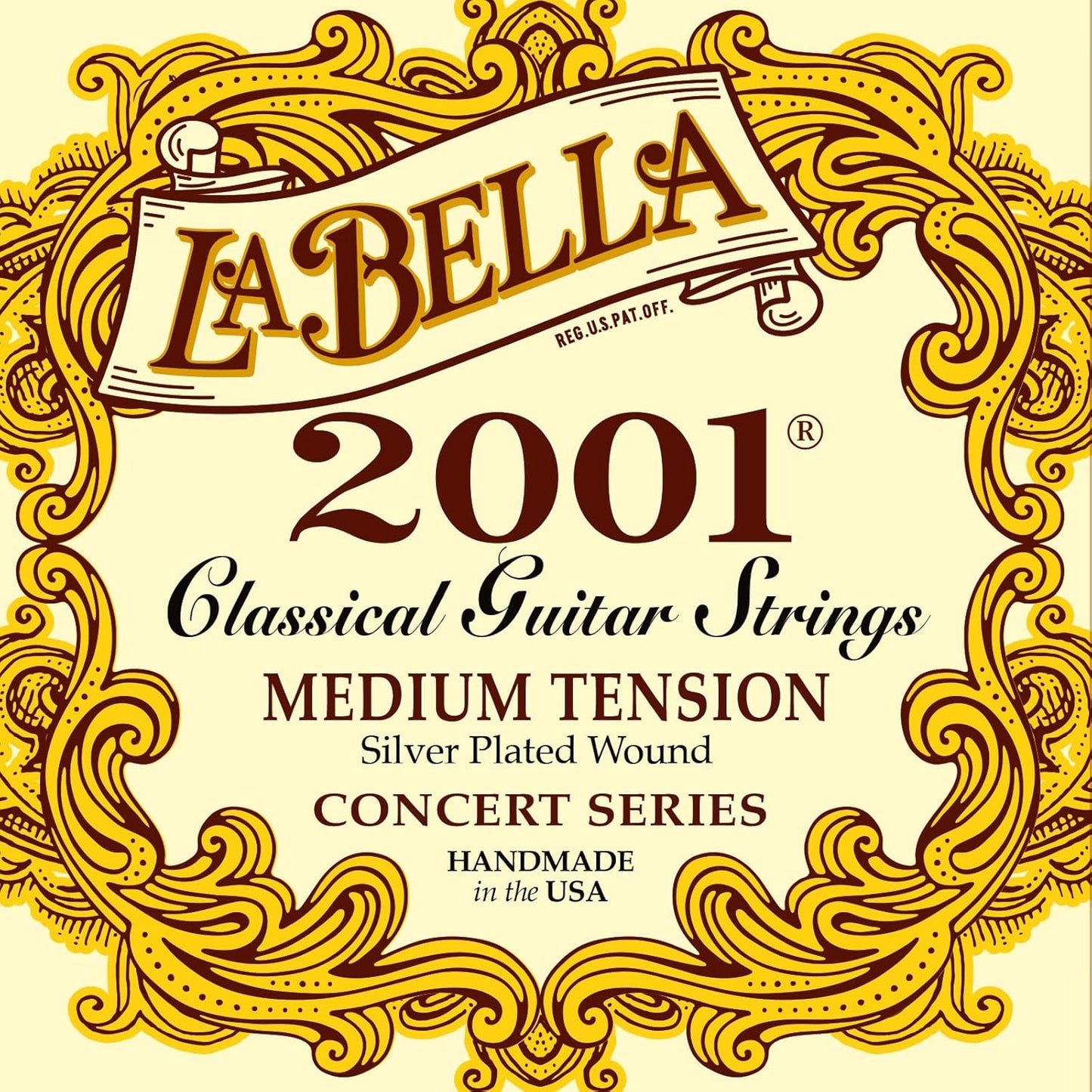 La Bella 2001 Medium Tension Silver Plated Wound Concert Classical Guitar Strings