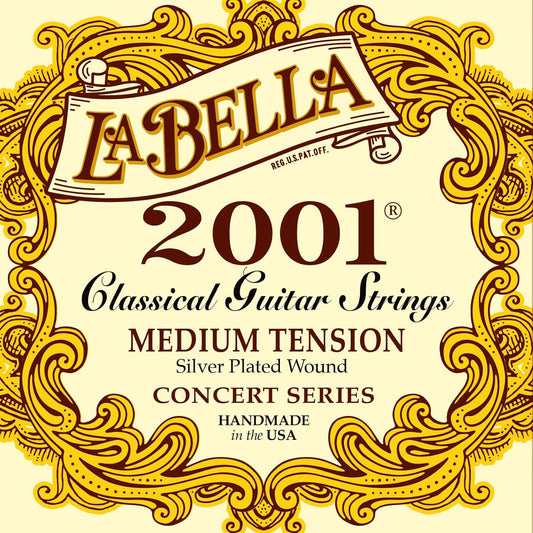 La Bella 2001 Medium Tension Silver Plated Wound Concert Classical Guitar Strings