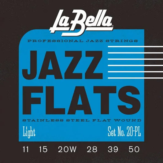 La Bella 20PL Jazz Flats Stainless Steel Flatwound Electric Guitar Strings - Light 11-50