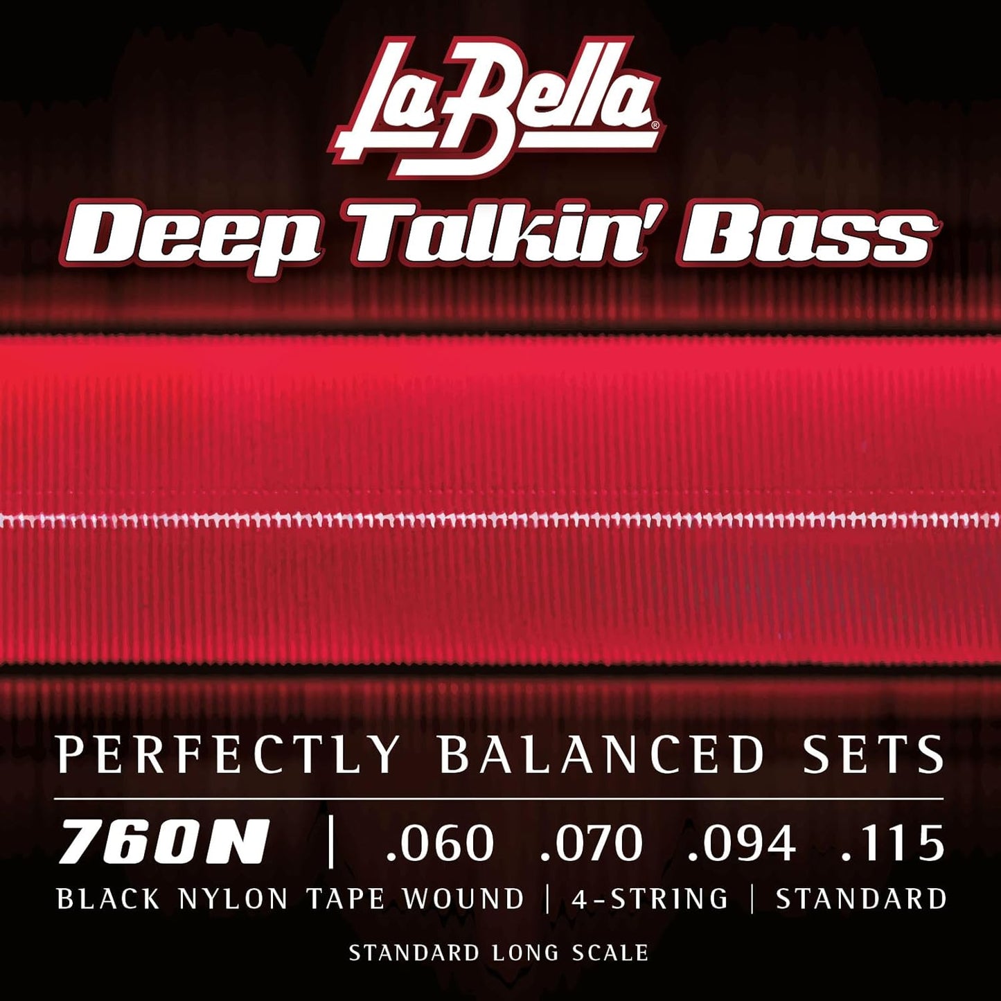 La Bella 760N Deep Talkin' Bass Black Nylon Tapewound Bass Guitar Strings - Standard 60-115