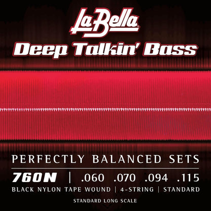 La Bella 760N Deep Talkin' Bass Black Nylon Tapewound Bass Guitar Strings - Standard 60-115