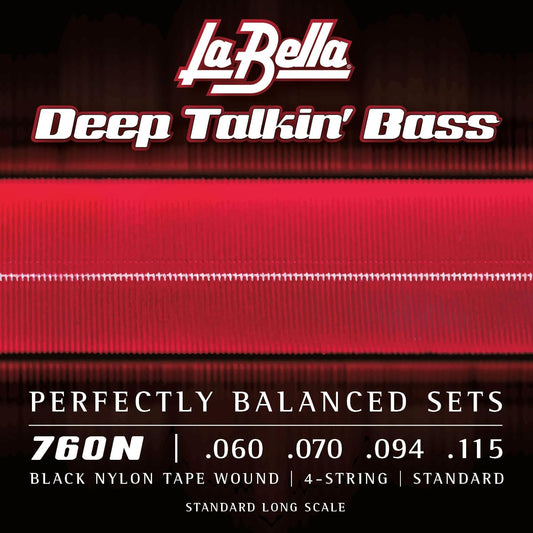 La Bella 760N Deep Talkin' Bass Black Nylon Tapewound Bass Guitar Strings - Standard 60-115
