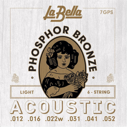La Bella 7GPS Phosphor Bronze Acoustic Guitar Strings - Light 12-52
