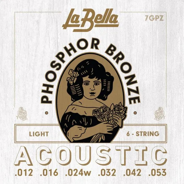 La Bella 7GPZ Phosphor Bronze Acoustic Guitar Strings - Light 12-53