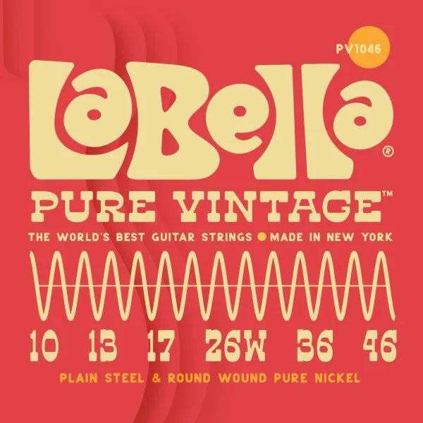 La Bella PV1046 Pure Vintage Electric Guitar Strings, Regular 10-46