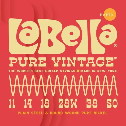 La Bella PV1150 Pure Vintage Electric Guitar Strings, Blues Light 11-50